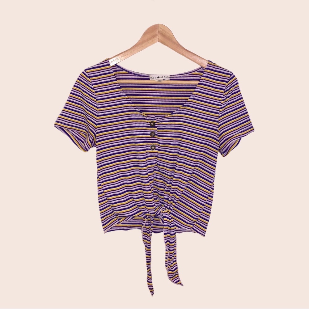 Eye Candy Front Tie T-Shirt Crop Top M